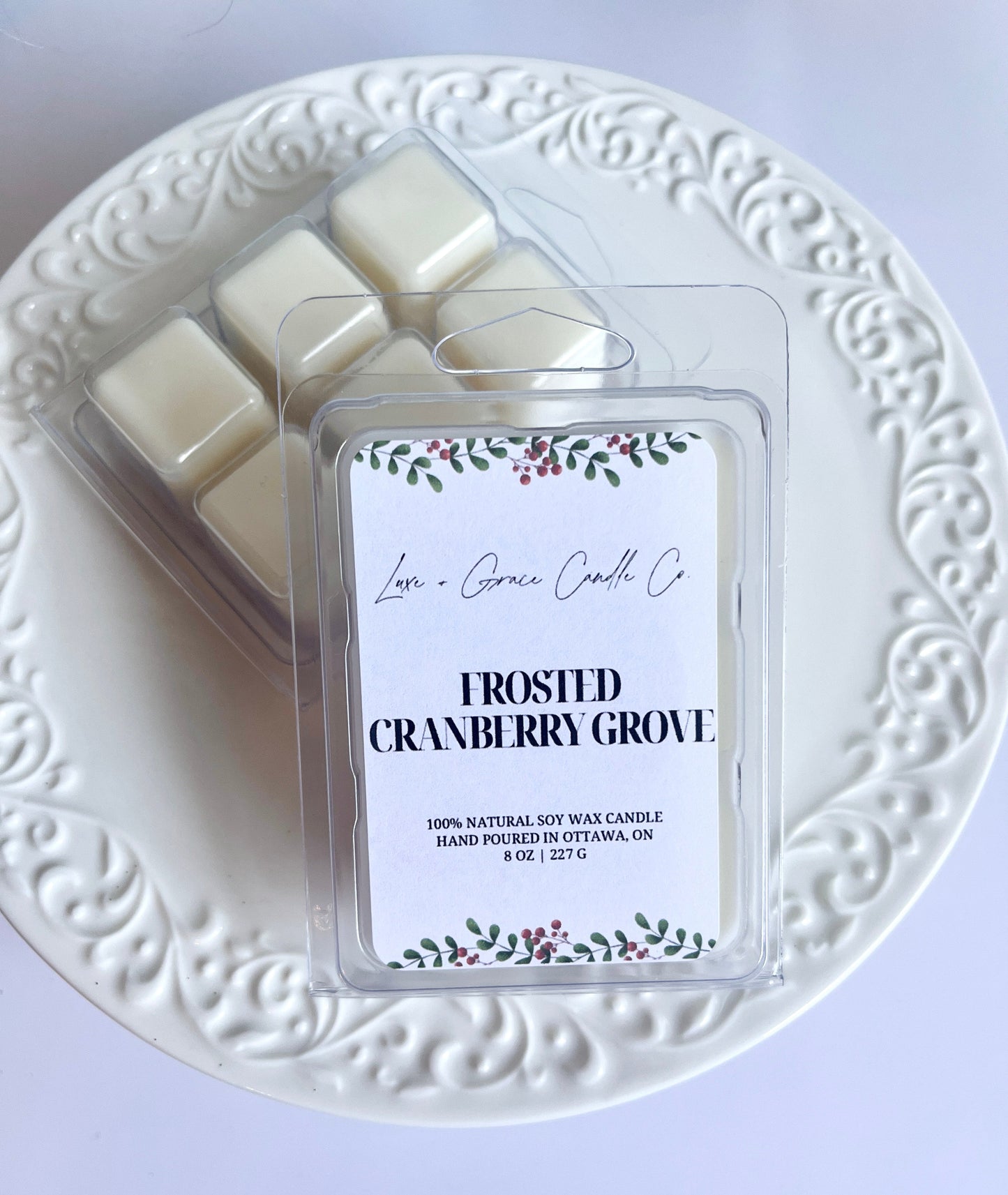 Frosted Cranberry Grove - Soy wax melts Luxe + Grace Candle Co.