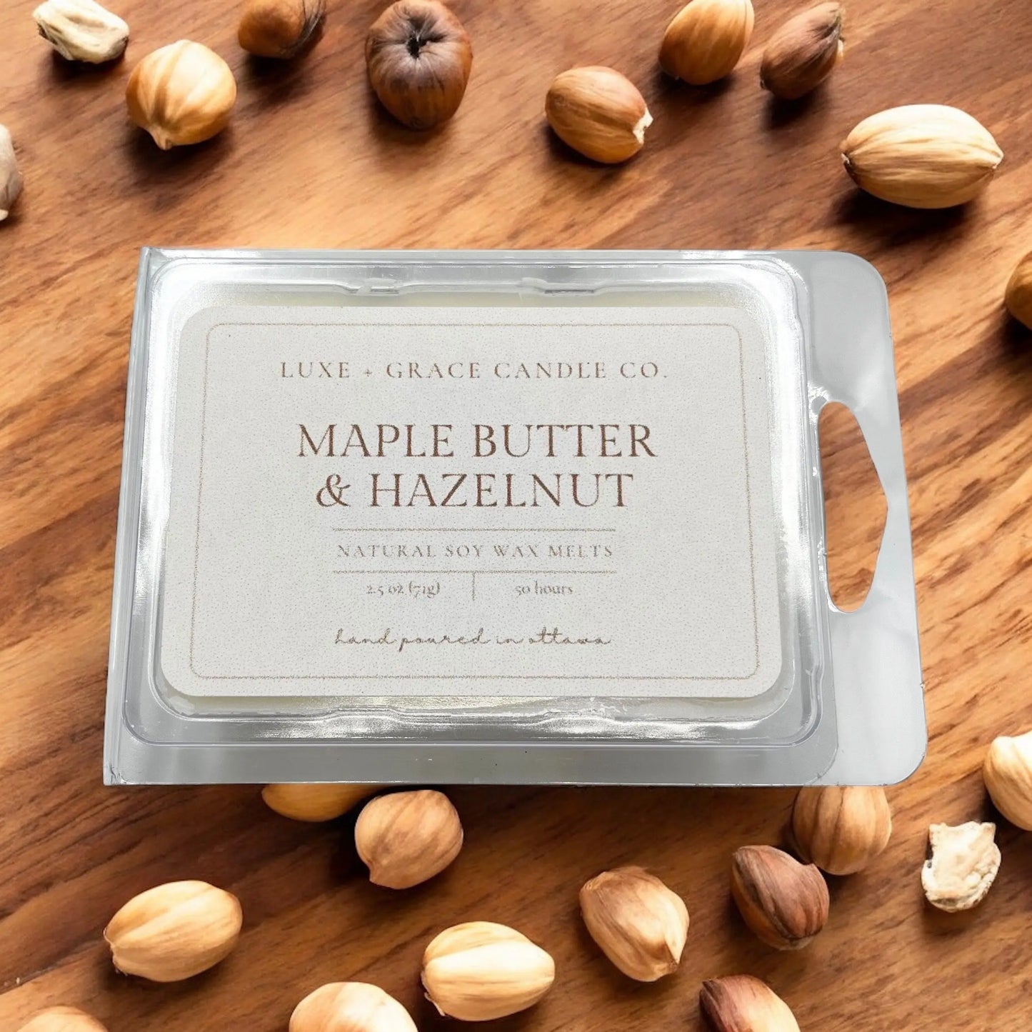 Maple Butter & Hazelnut - Soy wax melts Luxe + Grace Candle Co.