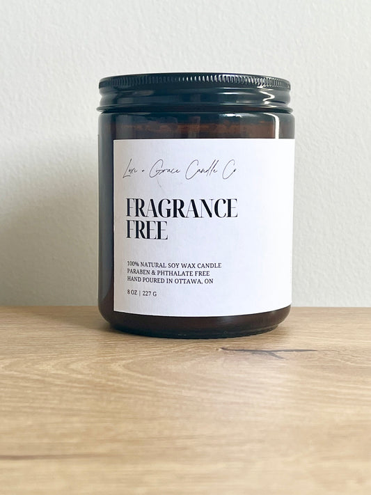 fragrance free natural soy wax candle