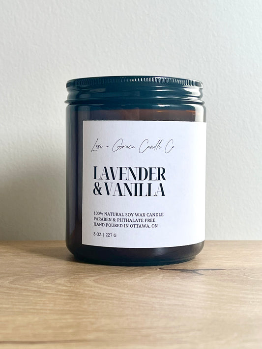 lavender and vanilla natural soy wax candle