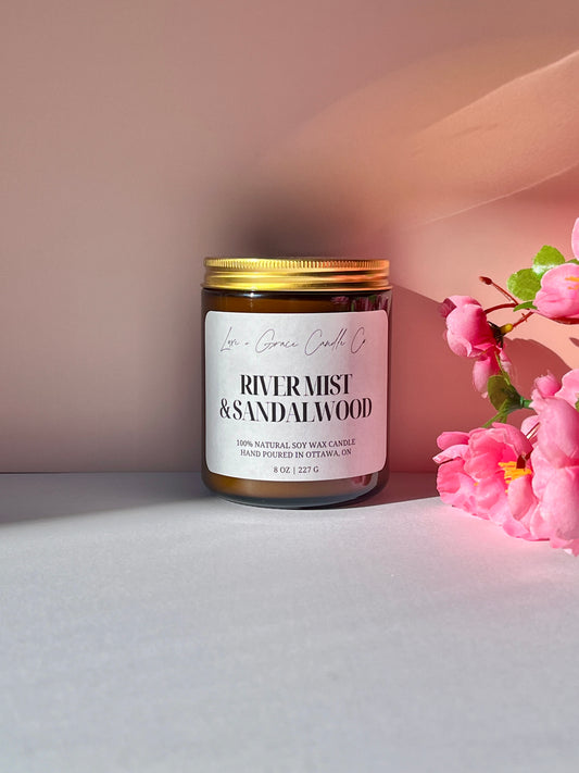River Mist & Sandalwood - Soy Wax Candle