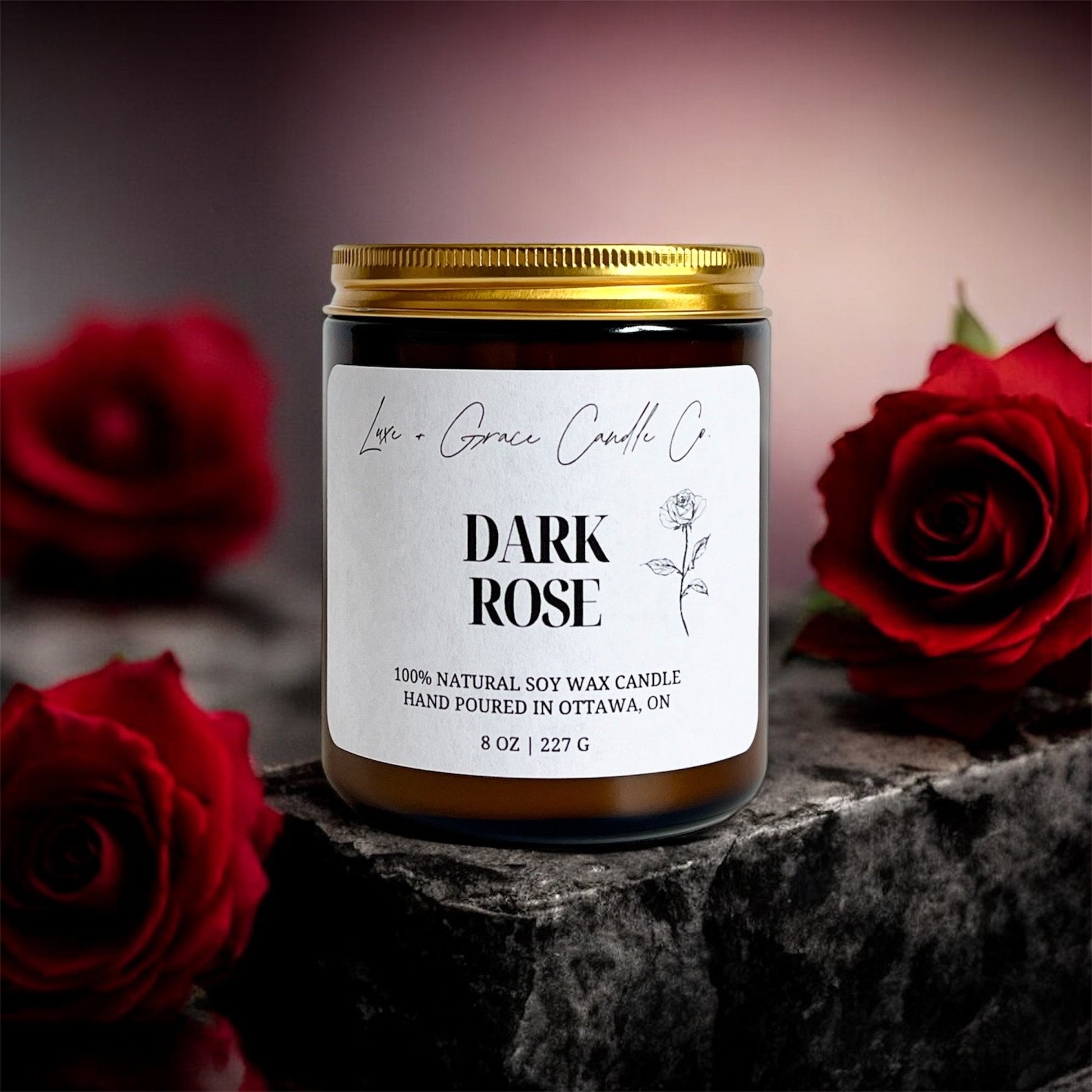 Dark Rose - Soy Wax Candle Luxe + Grace Candle Co.